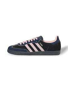 Adidas Giày thể thao Samba OG WW Casual thấm hút mồ hôi thoáng khí đa năng logo trơn dễ giặt nhanh khô thể thao ngoài trời chạy bộ hàng ngày đi học màu đen/hồng/xanh navy JI2679 - Đen/Hồng - Xem 1