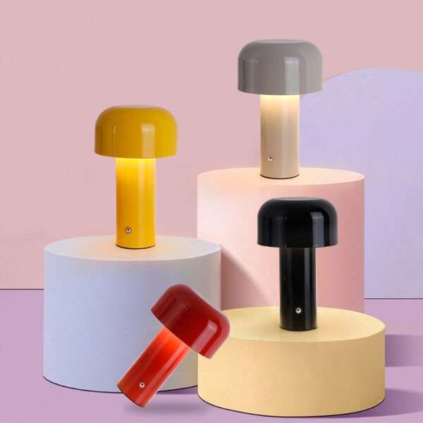 1 Piece Metal LED Table Lamp, Mushroom Design, Portable Battery Powered, Ideal For Living Rooms, Bedrooms, Party Decorations, Touch Sensitive, USB Rechargeable Desk Night Light, Reading Lamp, Adjustable Brightness And Light Color, Decorative Mood Lamp, Holiday Gift