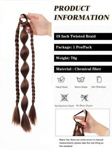 1 件装合成儿童马尾辫长直发自然泡泡辫马尾假发带橡皮筋自然时尚 - 彩色 - 查看 5