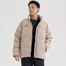 Under Armour 男女通用短款羽绒服，2026 新款基础保暖防风休闲运动夹克，25600801-299 - 卡其色 - 查看 8