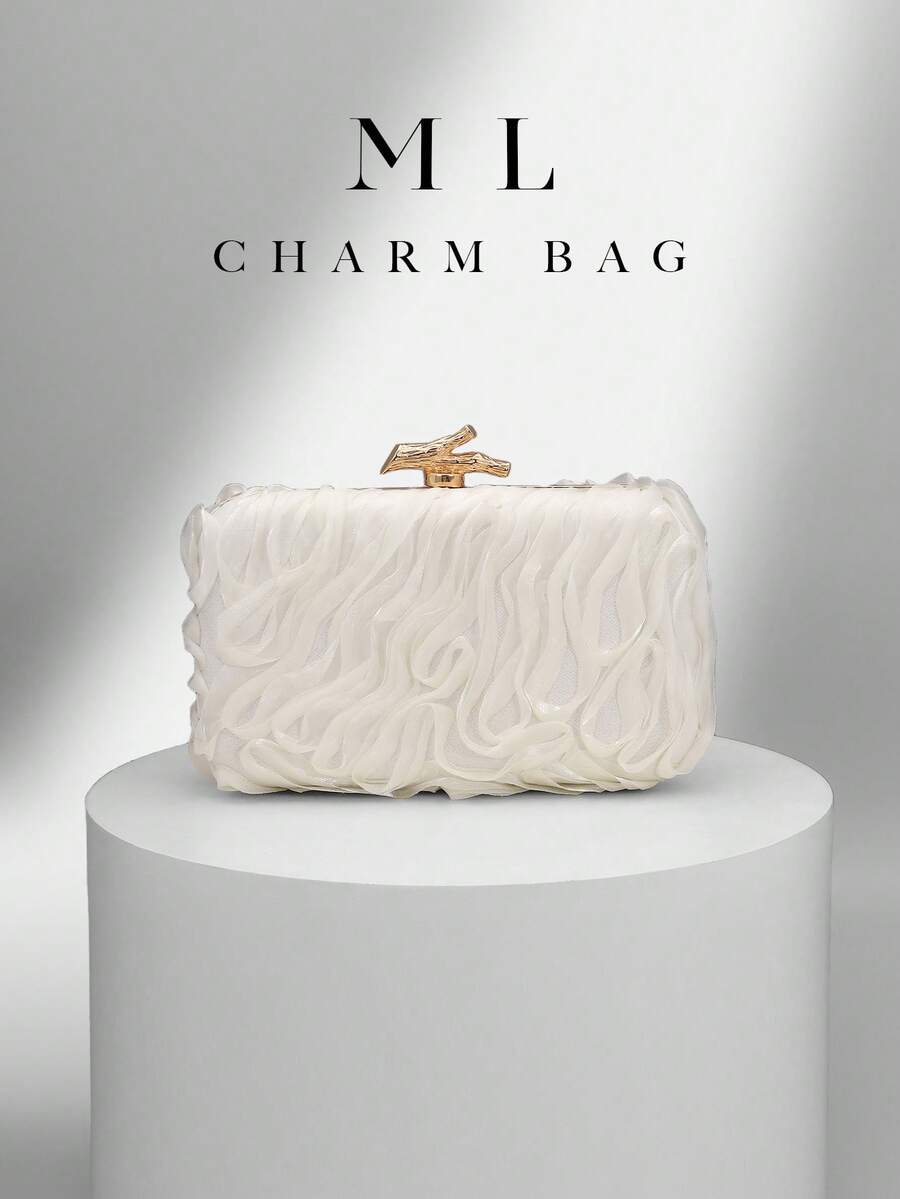 1件套 CHARM BAG 花卉派对手拿包,时尚斜挎包,闪亮奢华派对手提包,适合舞会礼服、毕业舞会礼服、约会之夜、婚礼,也可作为生日礼物。婚礼手拿包,派对包,节日派对礼服、晚礼服和亮片礼服的完美搭配。 - 白色 - 查看 1