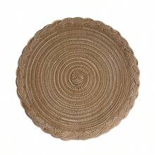 4 Or 6 Piece Set Of 38cm Elegant Round Placemats In Cotton And Linen For Table Setting And Placemats - 鏽棕色 - 查看 1