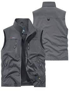 Men's Lightweight Vest, Multi-Pocket Zipper Nylon Sleeveless Jacket, Suitable For Outdoor, Fishing, Photography, Casual, Sports, All Seasons - Grey - View 7