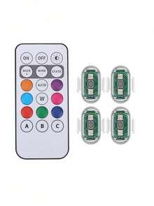 1/2/4 件 LED 飞机灯，LED 频闪灯带红外遥控 USB RGB 彩色防撞无人机夜间飞行迷你自动信号灯迷你灯 8 色 USB 灯适用于汽车摩托车无人机飞机自行车 - 彩色 - 查看 11