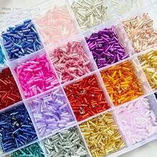 1 Box 24 Colors Fashion Minimalist Bright Glass Crystal 2*6 Enameled Tube Beads Loose Beads DIY Jewelry Necklace Bracelet Wind Chime Tassel Craft Supplies
