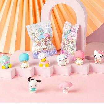  Bolsa ciega Sanrio de 3 piezas con 3D Eraser Kulomi Melody Jade Guigou, bolsa sorpresa con limpiador desmontable [Los borradores sacados de la bolsa ciega son todos de la serie Sanrio, y puede haber estilos que no aparecen en la imagen]