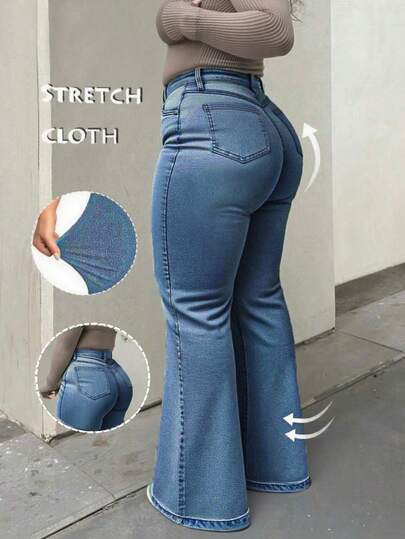 Pantalones acampanados de mezclilla de talla grande, elegantes, elegantes, formales, atuendo para salir, ropa de otoño para mujer, jeans de talla grande, jeans de talla grande para mujer, jeans de curvas, jeans para mujer, jeans negros, jeans holgados, pantalones, pantalones cargo, vaquera de talla grande, Halloween, Halloween, Año Nuevo, Campo, Navidad