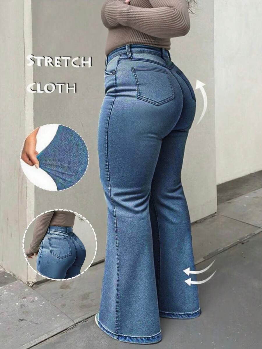 大码喇叭牛仔裤，优雅时尚，正式休闲，适合秋季穿着。这款牛仔裤款式多样，包括大码牛仔裤、女士大码牛仔裤、曲线牛仔裤、黑色牛仔裤、宽松牛仔裤、长裤、工装裤、大码牛仔裤等，适合万圣节、新年、乡村、圣诞节等休闲场合。