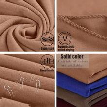 Set Of 4 Bohemian Style Pleated Head Wraps, Elegant Solid Color Turban Caps, Breathable And Ultra Soft Extra Long Headbands For Women - 灰色 紅色 藍色 黑色 - 查看 2