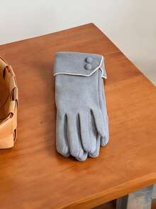 1 Pair Of Winter Warm Gloves, Windproof, Lined With Warmth, Supporting Touch Screen, Suitable For Cycling And Driving, All Finger Design, Elegant And Fashionable - Multicolor - View 3