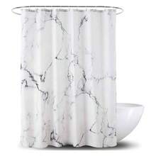 Marble Bathroom Shower Curtain, And White Fabric Shower Curtain With Hooks, Unique 3D Printing, Decorative Bathroom Accessories, Proof, Reinforced Metal Grommets 72x72 Inches - 72W X 72L Inch (1 Panels) + Grey Marble - View 2