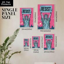 1Pc Framed Canvas Wall Art Resistance, No America Kings In America Protest Sign, Political Activist Poster, Rally Sign, Resist Protest Poster - 彩色 - 查看 2