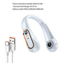 GICOOK Portable Neck Fan, Neck-Mounted Fan, USB Fan, 5 Speed Settings, Silent Design. Battery-Powered, Can Last Up To 10 Hours. Portable USB Fan, A Cooling Fan Using Air Turbine Technology, Suitable For Outdoor Activities, Travel And Beach Use. - 藍色 - 查看 8