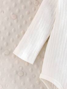 3pcs/Set Infant Baby Casual Cute Bow Ribbed Long Sleeve Bodysuit