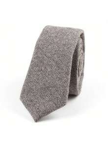 Vintage britischer Stil einfarbige Wollkrawatte, lässig-geschäftliche Schwarz- & Kaffeefarben-Krawatte, lässiges Anzug-Accessoire, Herbst/Winter