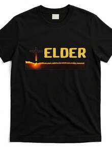 Camiseta de regalo para ancianos de la iglesia, mismo estilo para hombres y mujeres, camiseta de verano 2025 de manga corta impresa, 100% algodón 220G - Negro - Ver 1