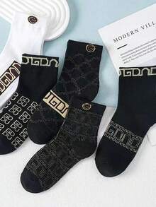 5pcs/10pcs Multi-Color Versatile Fashionable Luxury Short Socks For Men, Spring/Summer - Multicolor - View 6