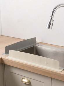 Silicone Sink Baffle Splash Guard With Suction Cup Sink Splash Guard And Drip Catcher Tray Handle Drip Tray Splash-Proof Kitchen Sink Mat Drip Tray Soap Holder Cup Organizer Faucet Splash Cover Water Barrier Countertop Protector Protection Mat For Kitchen Bathroom Bedroom Home Organization Kitchen Accessory Home Decor Bathroom Accessories Kitchen Essentials Household Items Home Essentials