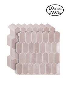 WalDecoo 1/4/10 Sheets Peel And Stick 3D Wall Tiles 12 X 12 Inch Peel And Stick Backsplash Hexagon Long Wall Tiles For Kitchen Bathroom