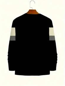 男士圆领长袖T恤，时尚街头风透气T恤，休闲舒适上衣，春夏度假休闲男装，适合作为礼物 - 彩色 - 查看 4