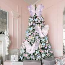 D49 Pcs Christmas Tree Butterfly Decoration 3 Jumbo Butterfly Tree Topper Ornaments Pink Girly Fairy Xmas Ornaments Home Decoration For Holiday Party Indoor Outdoor Decor - như hình ảnh - Xem 3