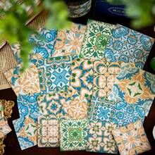 100pcs/Pack Vintage Floral Tile Stickers, Creative Aesthetic Stickers, DIY Decorative Collage Craft Materials, Holiday Gifts, Personalized Scrapbooking School Supplies Scrapbook Supplies Stationery - Red - View 8