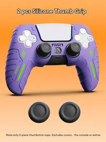 2个硅胶摇杆帽，兼容PlayStation4/PlayStation5/Switch Pro手柄，游戏配件 - 摇杆帽，PlayStation5手柄摇杆帽，提升FPS游戏体验，PlayStation4/PlayStation5手柄高性能摇杆帽，蜘蛛图案，紫色图案