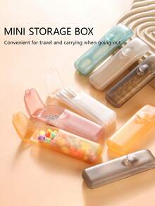 2pcs Interdental Floss Box, Small Item Storage Box, Travel Storage Box, Portable Medicine Box, Small Item Storage Tube, Very Suitable For Going Out And Commuting - Multicolor - View 2