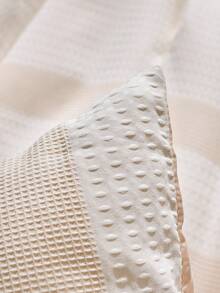 2/3 件卡其色华夫格涤纶羽绒被套套装，时尚现代四季床上用品套装，柔软、透气、可机洗（1 个羽绒被套 + 1/2 个枕套） - 卡其色 - 查看 7