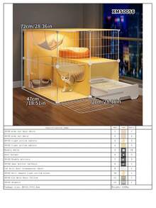 Indoor Cat Cage With Litter Box, 1 Bedroom 1 Bathroom, Drawer-Style All-In-One Cat Villa With Large Space - Multicolor - View 18