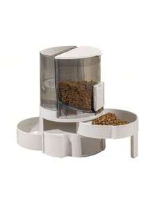 Katzen Automatischer Futter- & Wasserspender Set, Großvolumige 2-in-1 Schale mit fließendem Wasser, Design ohne nassen Mund