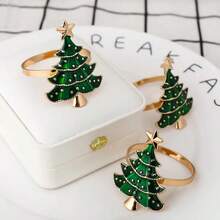 2-50pcs Elegant Christmas Tree Napkin Rings, Green Christmas Tree Napkin Rings, Suitable For Birthday, Farmhouse, Wedding, Halloween, Thanksgiving, Easter And Other Occasions - Perfect For Self-Service Table Decoration - Multicolor - View 13