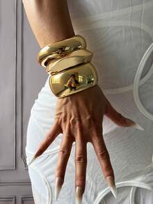 3件套/1件串珠手链，金色手链，宽手链，厚手链，手链套装，宽手链，女士手链，送她的礼物 - 金黃色 - 查看 21