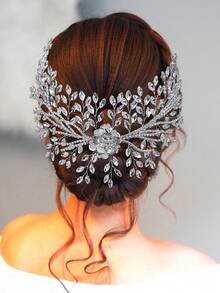 1 pieza Diadema de novia con cristales brillantes, estilo europeo, adecuada para fiesta de cumpleaños, banquete, HP21