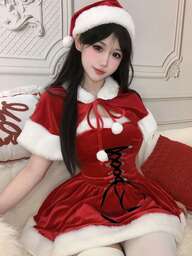 ハロウィンクリスマスパーティー制服映画テレビセクシー気質女性サンタクロースセクシーなクリスマスガールコスプレショー服ファッションファスナー個性かわいい仮装舞踏会お衣 ストール 帽子 フリーサイズ，目安体重：40KG-65KG