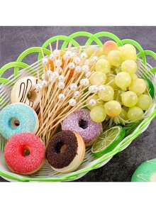 200pcs Cocktail Picks Appetizer Toothpicks Charcoal Accessories, Cocktail Picks For Beverages, Bamboo Toothpicks, Pearl Toothpicks, Suitable For Food, Fruit, Long Toothpicks - Pearl White - View 8
