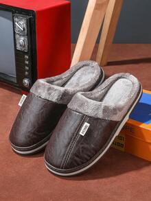 Men's Thick Sole Warm Lining Anti-Slip Indoor Slippers, Couple Wear, Autumn/Winter - Brown - View 4