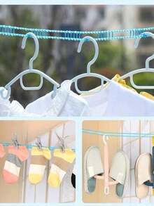 1 pieza Tendedero retráctil portátil, tendedero de camping ajustable, secadora de ropa interior/exterior, artículo del hogar. Esta cuerda de tender elástica y expansible es adecuada para el patio trasero, las vacaciones y el balcón del hotel, es conveniente de llevar, una opción ideal para acampar en vacaciones, un imprescindible para vacaciones, accesorio de viaje, esencial para vacaciones de verano. - Multicolor - Ver 3