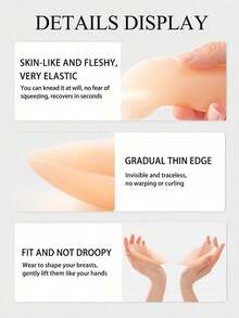 1片装硅胶胸贴，轻薄夏季款，隐形无痕，无肩带设计，适合搭配吊带裙和婚纱，防水防汗，聚拢小胸，让胸部看起来更丰满。 - 彩色 - 查看 8