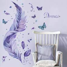 Feathers Wall Decal Purple Wall Art Stickers Window Clings Bedroom Living Room Home Decor