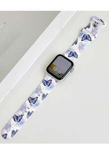 1pc Fashionable Butterfly Print Soft Silicone Watch Band Compatible With Apple Watch Band 38mm 40mm 41mm 42mm 44mm 45mm 49mm (S10 42 )Mm (S10 46)Mm, Comfortable Soft Replaceable Sports Strap Compatible With Iwatch Series 11 Ultra 3 SE3 Ultra 2 S10 SE2 9 8 7 SE 6 5 4 3 2 , Waterproof Sport Silicone Wristbands Suitable For Women/Birthday/Public/Mother's Day Gift