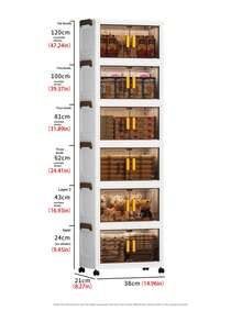 1 pieza Gabinete de almacenamiento de plástico de 38 cm/14.96 in de ancho, caja de almacenamiento plegable pequeña, gabinete para utensilios de cocina y comedor, estantería organizadora de cocina, gabinete para juguetes de la sala de estar, organizador de espacio estrecho, gabinete de almacenamiento delgado de cocina, regalo del Día de San Valentín, caja de almacenamiento, almacenamiento debajo de la cama - Té transparente - Ver 2