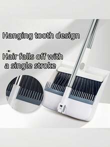Multi-Functional Vertical Broom And Dustpan Three Pieces Set, Rotatable Non-Stick Hair Scraper Water Scraper Broom Dustpan Combination Set, Flexible Cleaning Combination, Suitable For Home Use - Suitable For Living Room, Bedroom, Bathroom, Kitchen, Courtyard And Other ScenesCan Be Used For Home Decoration, Car Decoration, Office Desk Decoration, Dining Table Decoration, Teacher's Day Gift, Birthday Gift - Multicolor - View 3