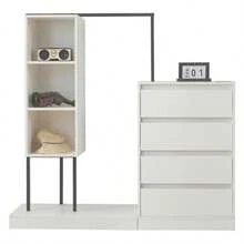 Drawer Cabinet, Wardrobe Set, White Wardrobe, Sideboard, Clothes Rail, Dimensions: W140/W40/H135, White