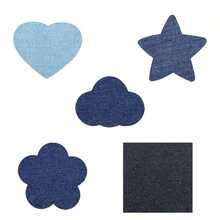5pcs Iron-On Patches - 5 Colors (Blue Shades) With Heart, Flower, Star & Cloud Shapes For Clothing Decoration & Repair - Durable Fabric For DIY Customization, Clothing Patchwork , Creative Fabric Decoration, Fun Shape Patches, Easy Apply Patches - Multicolor - View 6