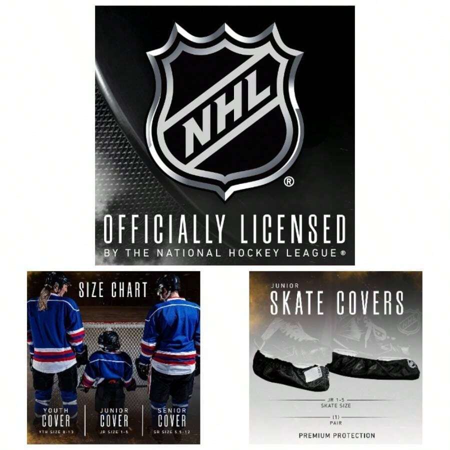 Hockey Skate Guards - Adult+ Youth Blade Covers Hockey Skates - Hockey Skate Soakers - Available In Youth, Junior+ Senior Skate Sizes - Junior + Black - View 1