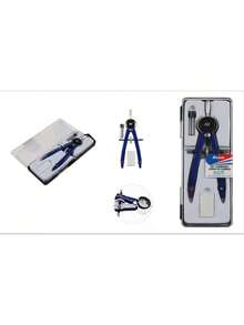 Compás de Geometría Profesional, Brújula Metálica, Herramienta de Dibujo de Brújula, Brújula de Dibujo con Recargas Adicionales para Oficina Escolar, Plateado, Azul - Azul - Ver 6