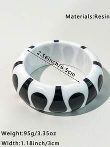 1 件经典性感女士黑白树脂手链，小众撞色设计，时尚百搭 - 多色B - 查看 7