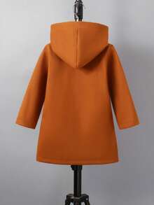 男童纯色休闲连帽长袖外套 - 棕色 - 查看 2