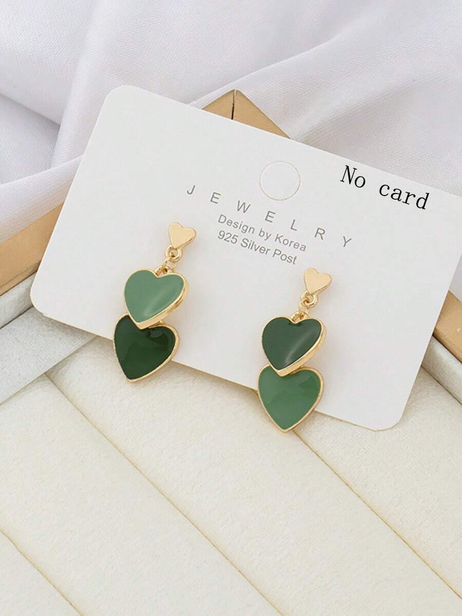 1 Đôi Bông Tai Nhỏ Giọt Dầu Hợp Kim Đơn Giản Thời Trang Âu Mỹ 2 Lớp Dành Cho Nữ, Mùa Hè/Lễ Hội/Quà Tặng Hàng Ngày